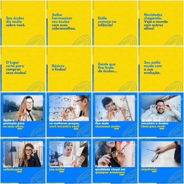 Pack Canva Óticas Oftalmologia Template Canva 200 Artes + Legendas