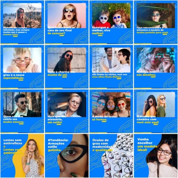Pack Canva Óticas Oftalmologia Template Canva 200 Artes + Legendas