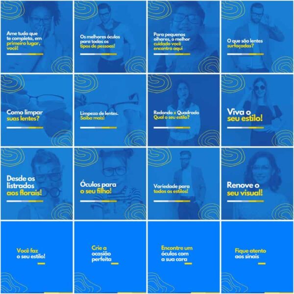 Pack Canva Óticas Oftalmologia Template Canva 200 Artes + Legendas
