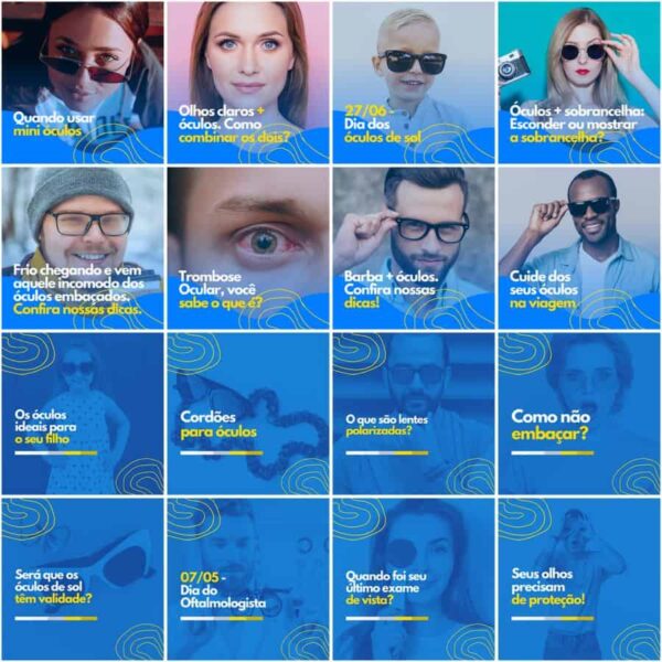 Pack Canva Óticas Oftalmologia Template Canva 200 Artes + Legendas