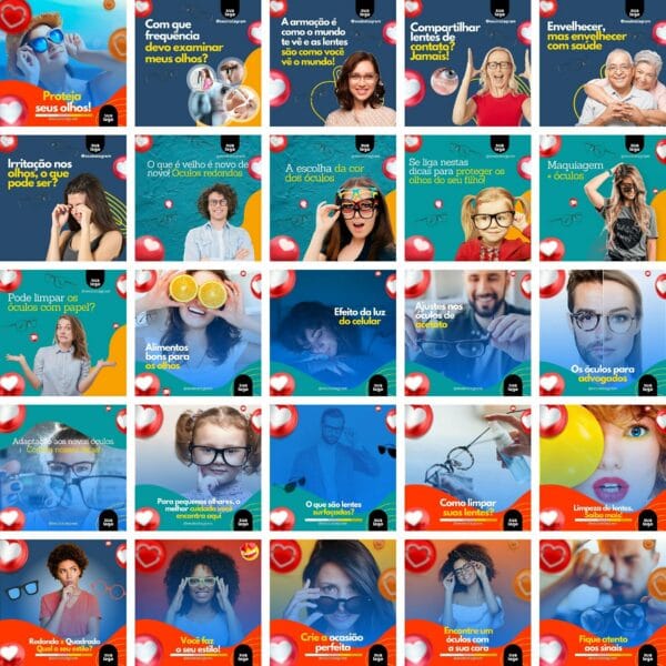 Pack Canva Óticas Oftalmologista Template Canva 340 Artes + Bônus