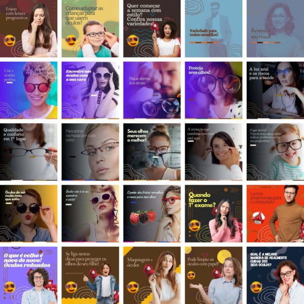 Pack Canva Óticas Oftalmologista Template Canva 340 Artes + Bônus
