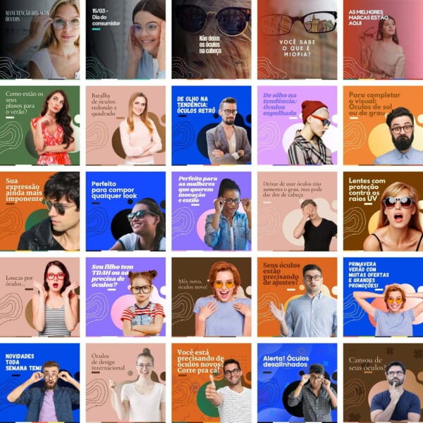 Pack Canva Óticas Oftalmologista Template Canva 340 Artes + Bônus