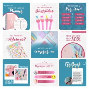 Pack Canva Papelaria Template Canva 30 Artes + Bônus