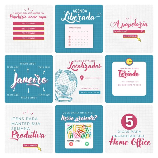 Pack Canva Papelaria Template Canva 30 Artes + Bônus
