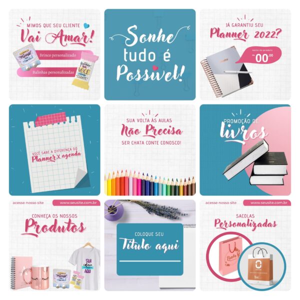 Pack Canva Papelaria Template Canva 30 Artes + Bônus