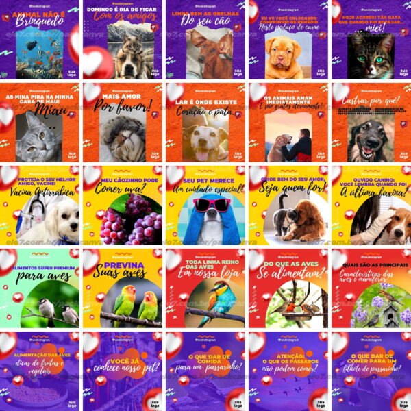 Pack Canva Pet Shop Petshop Template Canva 100 Artes + Bônus