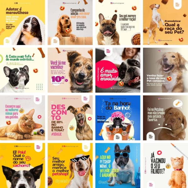 Pack Canva pet Shop Petshop Template Canva 39 Artes + Bônus