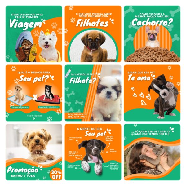 Pack Canva Pet Shop Template Canva 30 Artes + Bônus
