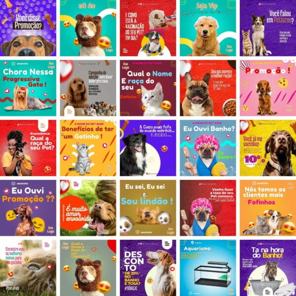 Pack Canva Petshop Pet Shop Template Canva 360 Artes + Bônus