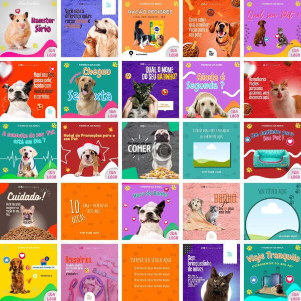 Pack Canva Petshop Pet Shop Template Canva 360 Artes + Bônus