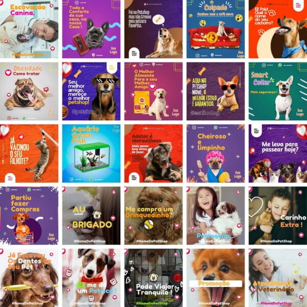 Pack Canva Petshop Pet Shop Template Canva 360 Artes + Bônus