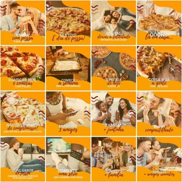 Pack Canva Pizzaria Pizza Template Canva 200 Artes + Legendas