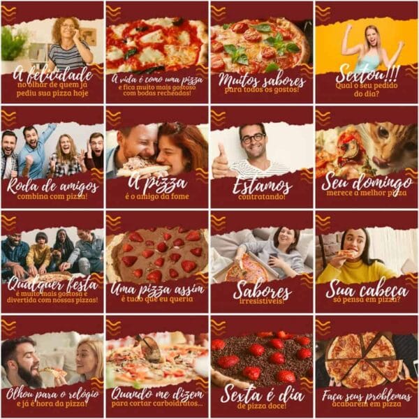 Pack Canva Pizzaria Pizza Template Canva 200 Artes + Legendas