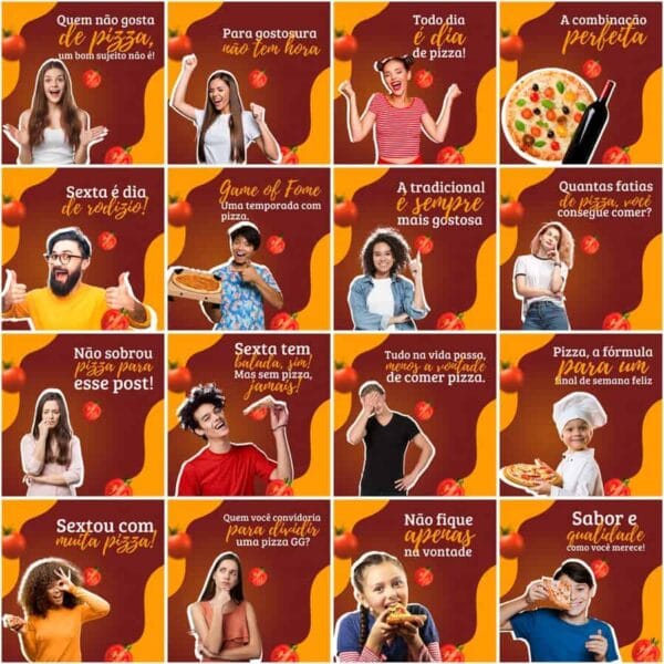 Pack Canva Pizzaria Pizza Template Canva 200 Artes + Legendas