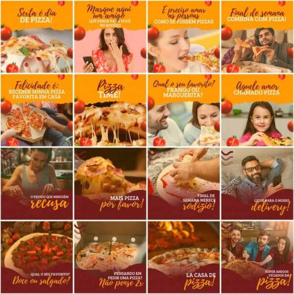 Pack Canva Pizzaria Pizza Template Canva 200 Artes + Legendas