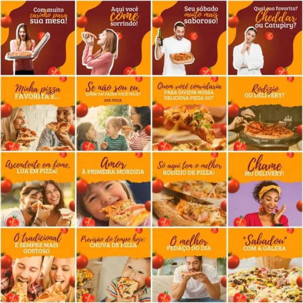 Pack Canva Pizzaria Pizza Template Canva 200 Artes + Legendas