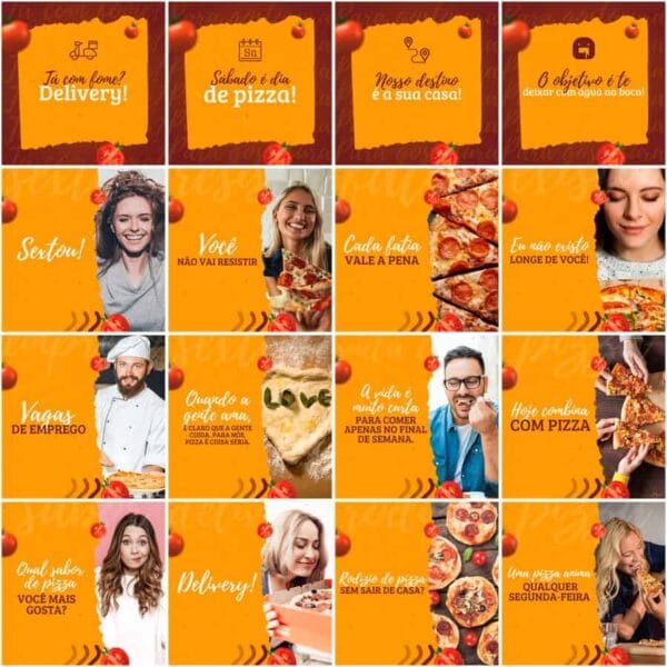 Pack Canva Pizzaria Pizza Template Canva 200 Artes + Legendas