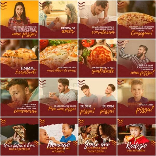 Pack Canva Pizzaria Pizza Template Canva 200 Artes + Legendas