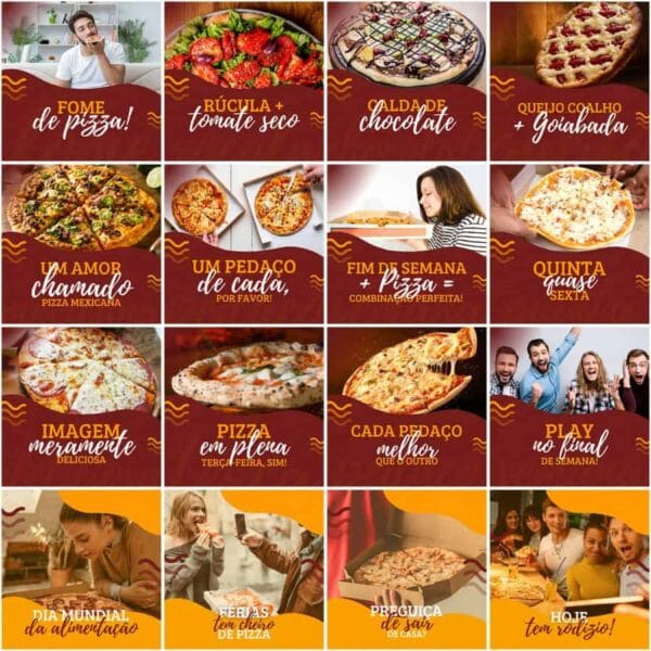 Pack Canva Pizzaria Pizza Template Canva 200 Artes + Legendas