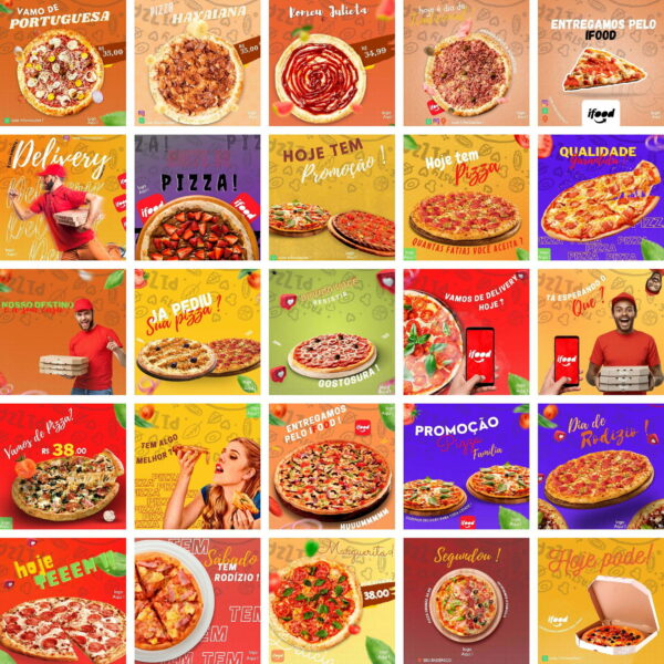 Pack Canva Pizzaria Pizza Template Canva 400 Artes + Bônus