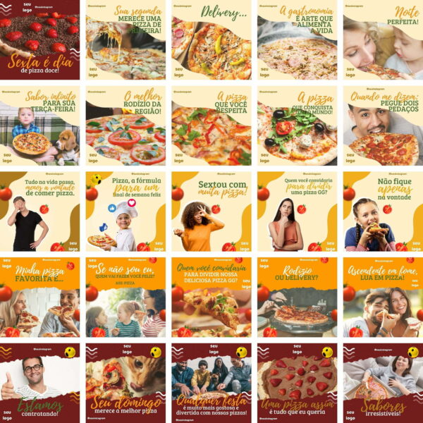 Pack Canva Pizzaria Pizza Template Canva 400 Artes + Bônus