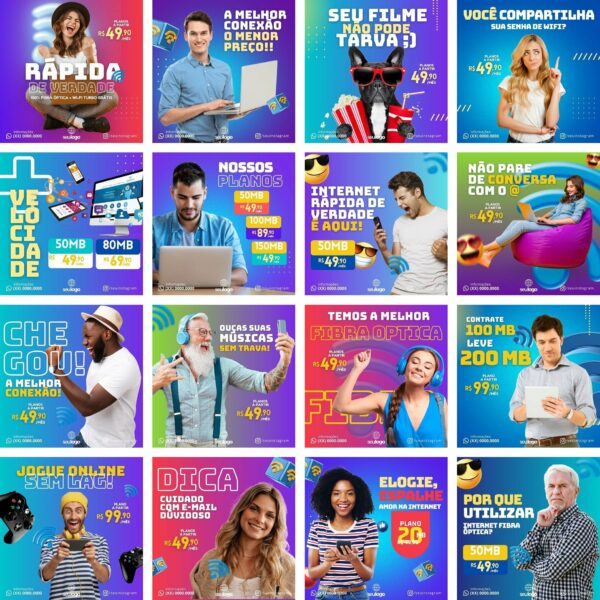 Pack Canva Provedor de Internet 4.0 Template Canva 40 Artes + Bônus