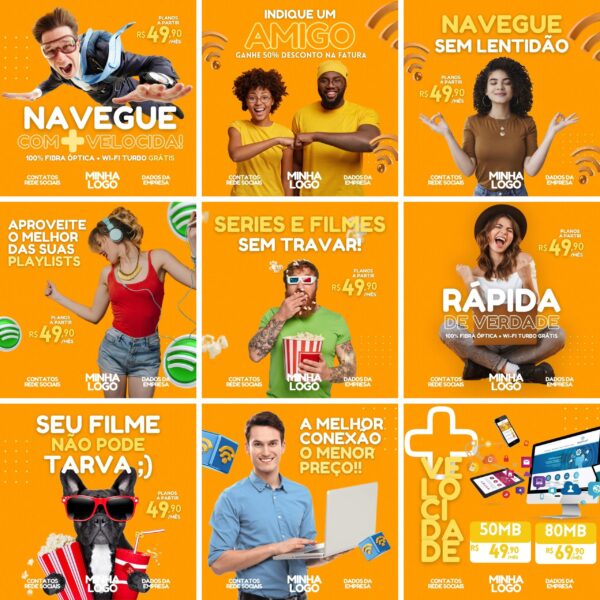 Pack Canva Provedor de Internet Template Canva 28 Artes + Bônus