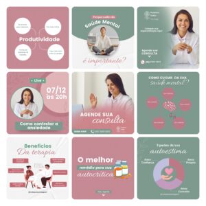 Pack Canva Psicólogos Template Canva 30 Artes + Bônus