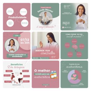 Pack Canva Psicólogos Template Canva 30 Artes + Bônus