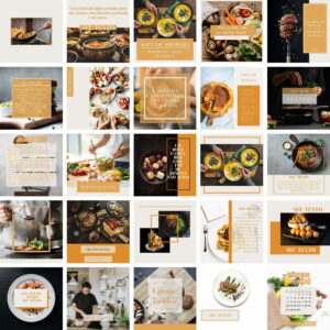Pack Canva Restaurante Buffet Template Canva 25 Artes + Bônus