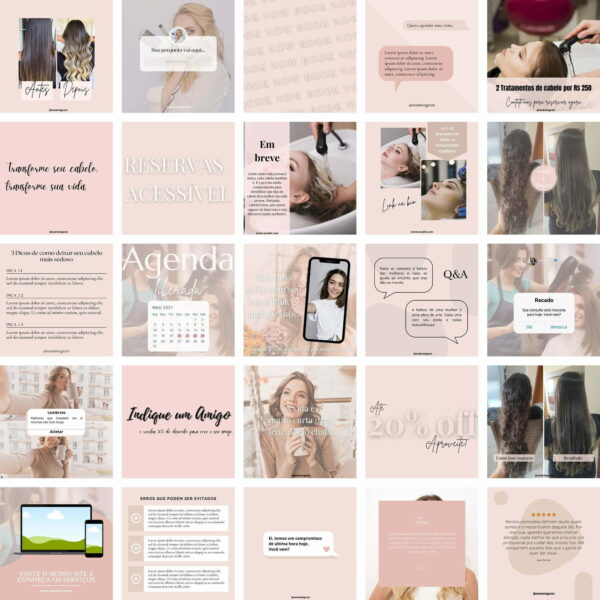 Pack Canva Salão de Beleza 2.0 Template Canva 25 Artes + Bônus
