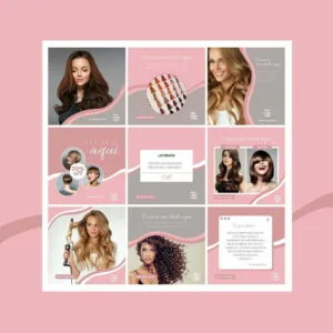 Pack Canva Salão de Beleza Feminino Template Canva 10 Artes + Bônus