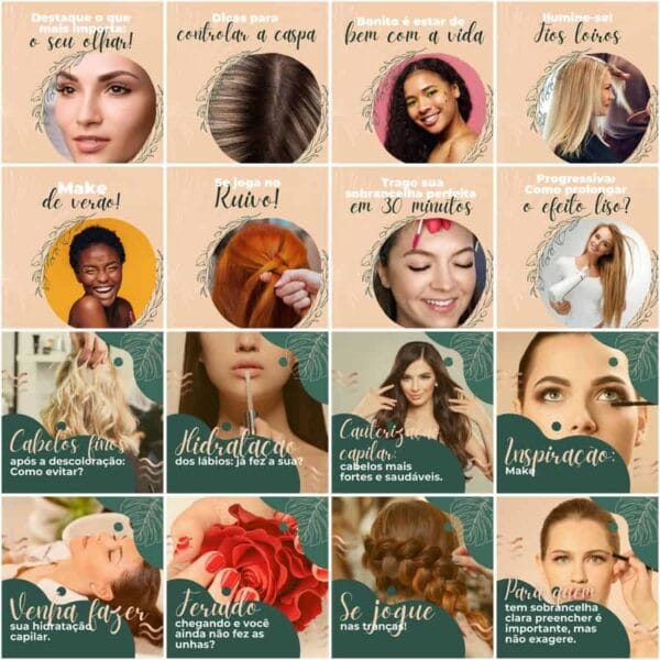Pack Canva Salão de Beleza Template Canva 200 Artes + Legendas