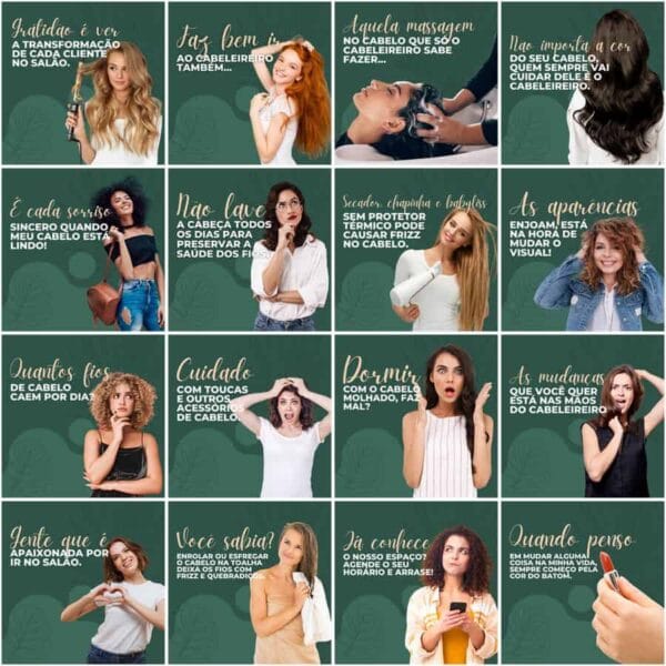 Pack Canva Salão de Beleza Template Canva 200 Artes + Legendas