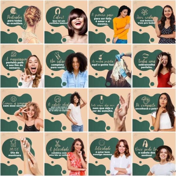 Pack Canva Salão de Beleza Template Canva 200 Artes + Legendas