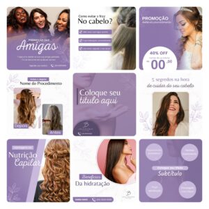 Pack Canva Salão de Beleza Template Canva 30 Artes + Bônus
