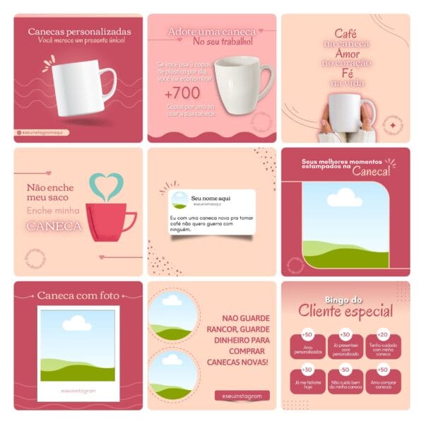 Pack Canva Sublimação Loja de Personalizados Template Canva 130 Artes + Bônus