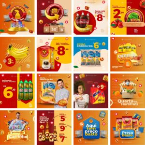 Pack Canva Supermercado Mercados Template Canva 22 Artes + Bônus