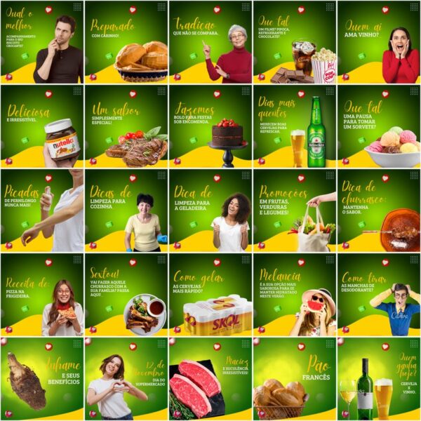 Pack Canva Supermercados Template Canva 200 Artes + Legendas