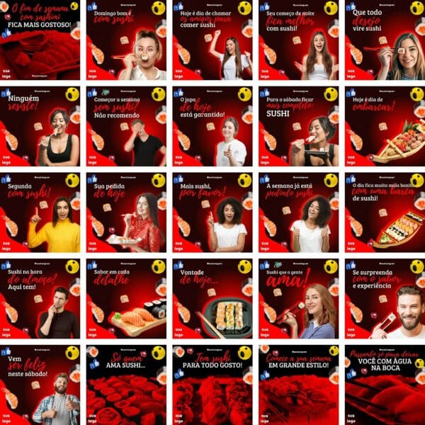 Pack Canva Sushi Comida Japonesa Template Canva 200 Artes + Bônus