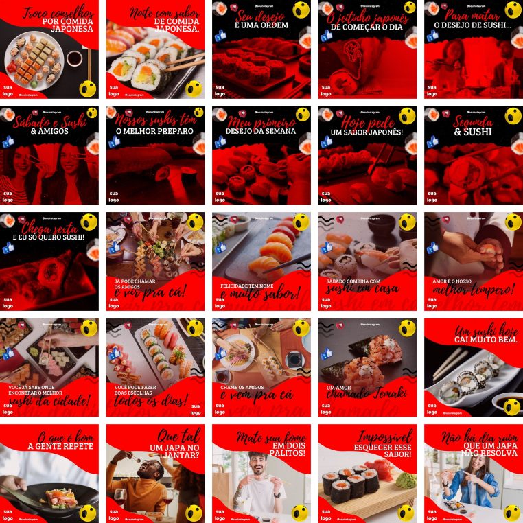 Pack Canva Sushi Comida Japonesa Template Canva 200 Artes + Bônus