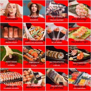Pack Canva Sushi Template Canva 200 Artes + Legendas