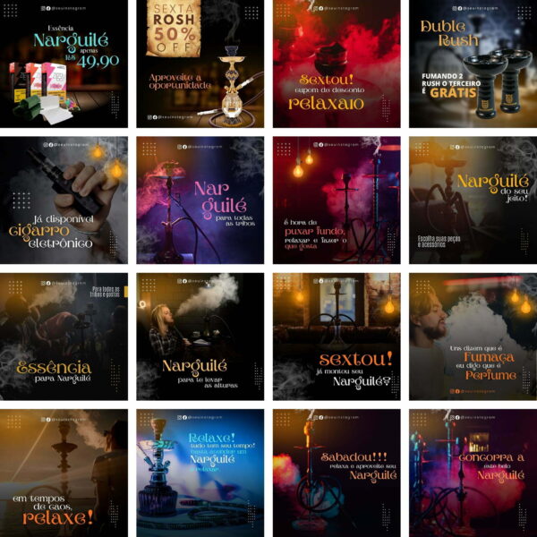 Pack Canva Tabacaria Narguilé Template Canva 30 Artes + Bônus
