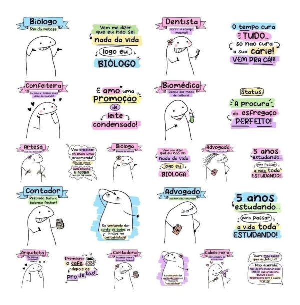 Pack Com + De 200 Artes Flork Profissões Meme Canecas