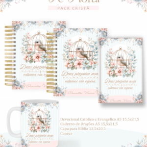 Pack Cristã Fé Floral - Arquivo Digital 6 Pack Cristã Fé Floral - Arquivo Digital