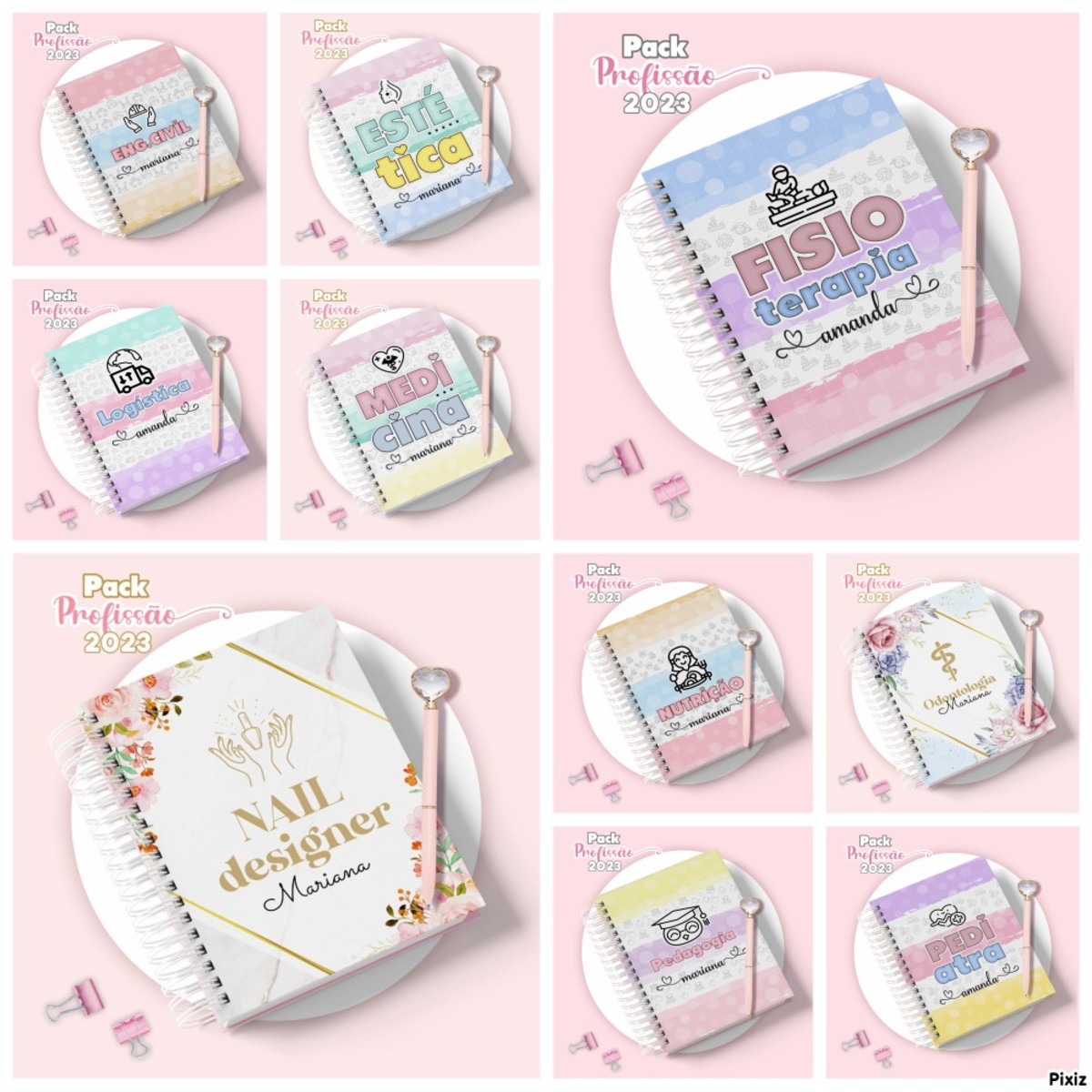 Pack Digital Agendas Profissões Femininas + Canecas 2 Pack Digital Agendas Profissões Femininas + Canecas