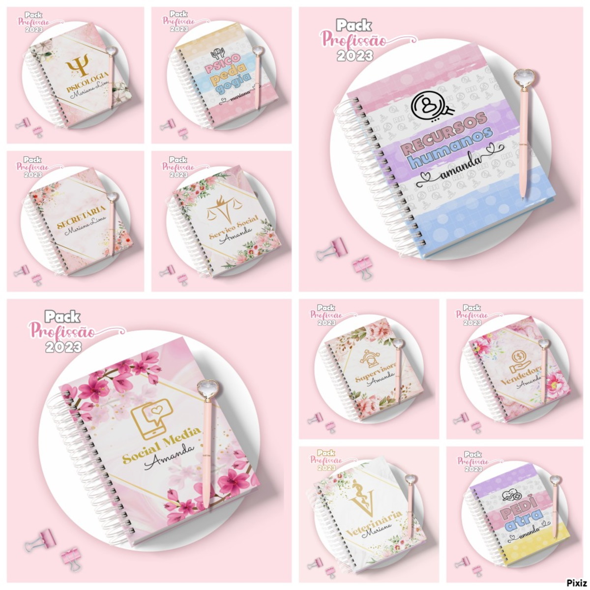 Pack Digital Agendas Profissões Femininas + Canecas 1 Pack Digital Agendas Profissões Femininas + Canecas