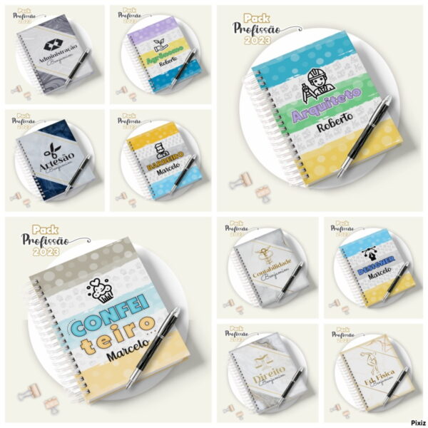 Pack Digital Agendas Profissões Masculinas + Canecas