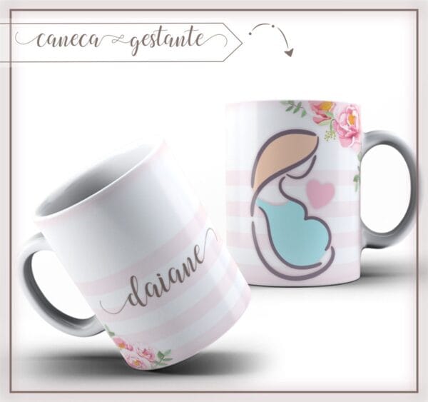 Pack Estampa Arte Caneca Gestante
